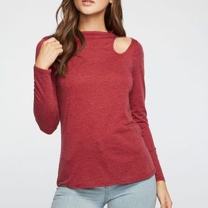 Chaser Mock Neck Top Vented Shoulder Tee NWT